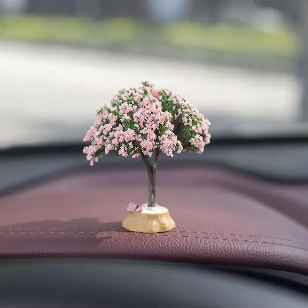 New Mini Tree Car Ornaments Center Console Decoration Car Mounted Plant Accessories Simulated Flower Decoration Cute Ornaments