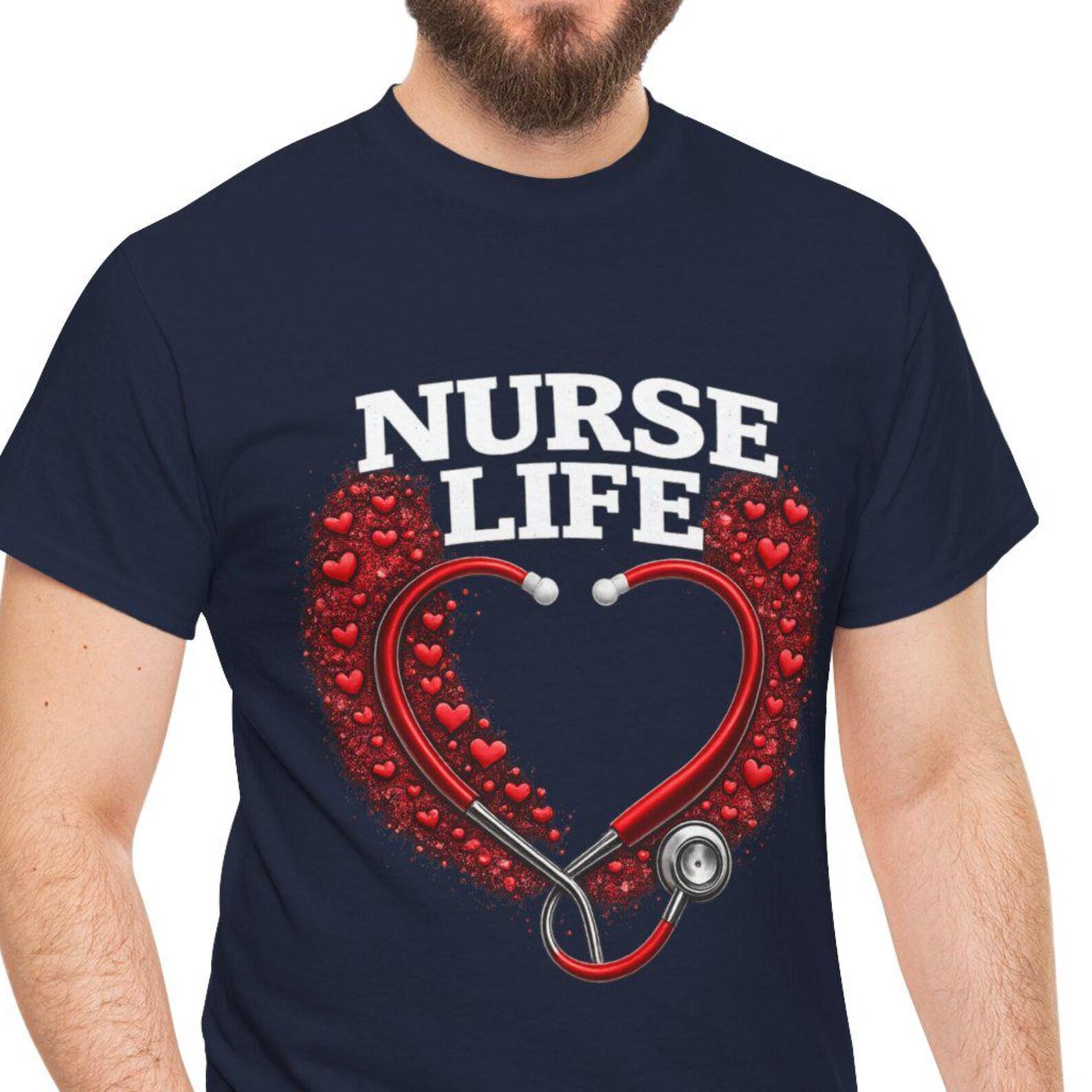 Nurse Life Heart Stethoscope T-Shirt | Nursing Pride Tee 4XL
