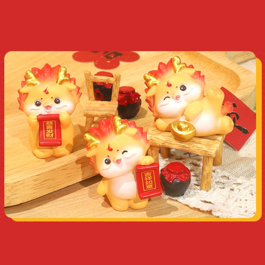 Chinese Year Dragon Statue Mini Sculpture Miniature Figurine for Living Room Home