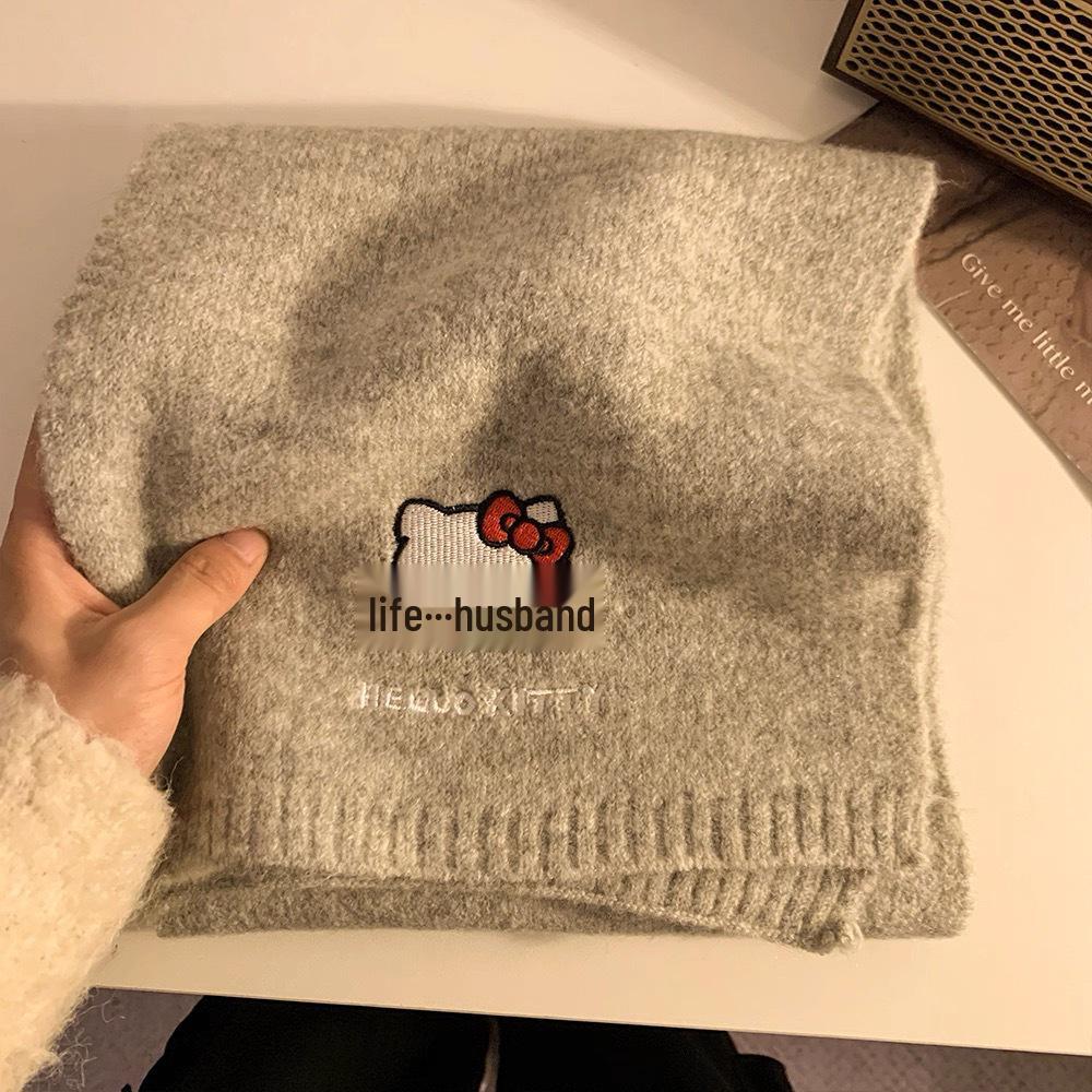 Niedlicher Kätzchen-Wollschal im japanischen Stil: Warmer, dicker, hautfreundlicher Winterschal für Damen