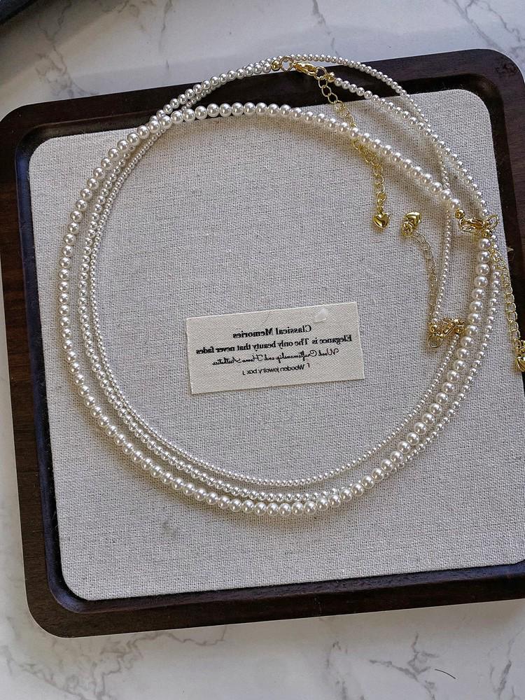 Elegancki naszyjnik z pereł z francuskiego prosa, 2 mm, bardzo drobny, dla kobiet - Lekka luksusowa łańcuszek do obojczyka