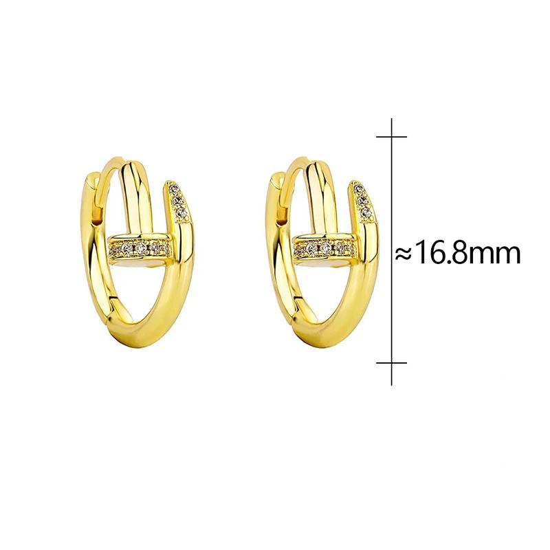 Kadınlar İçin Gerçek 925 Ayar Zirkon Tırnak Yuvarlak Halka Küpeler Minimalist Trend Şık Takı Parlak Alet Aksesuarları