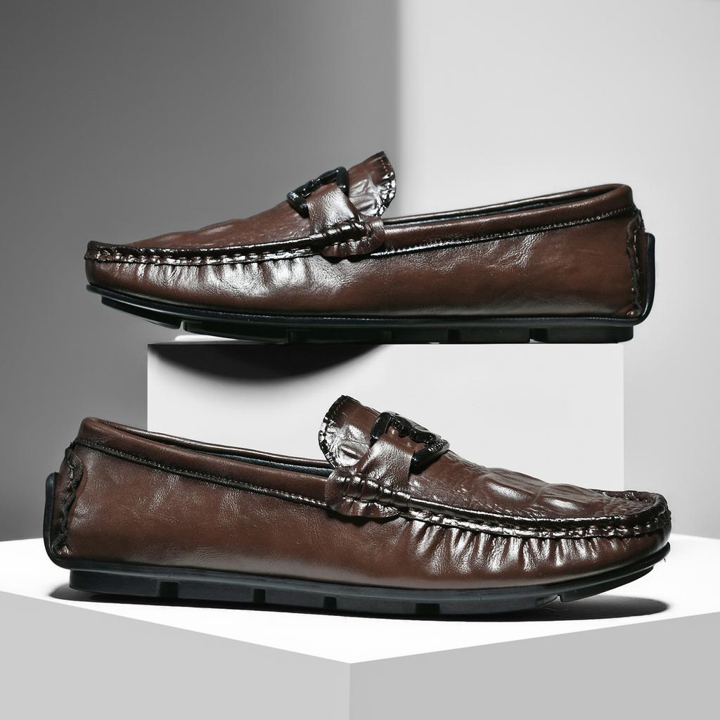 Crocodile Pattern Leather Men Loafers Casual Slip On Flats Ultra-Light Moccasins Leisure Walk Man Driving Shoe Business Footwear