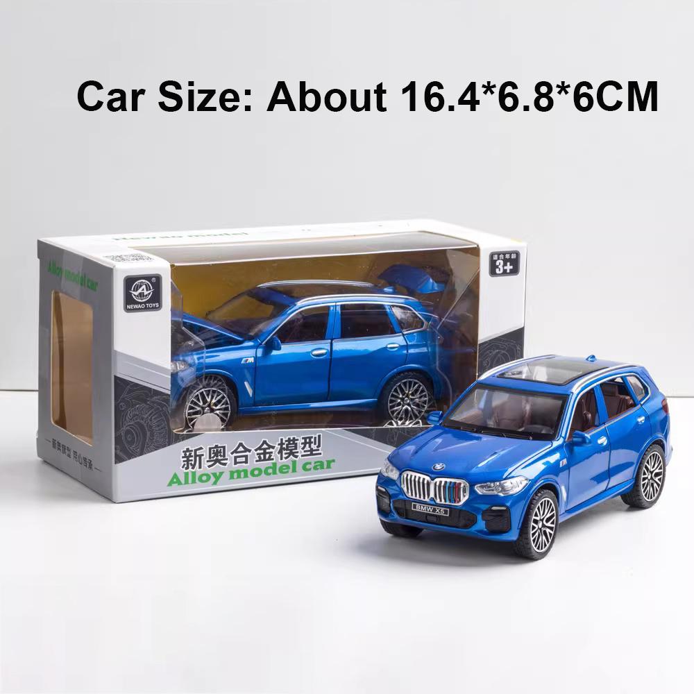 1:32 Scale X5 M8 Car Model Toy Doors Opened Rubber Tires Cars Pull Back Sound Light Miniature Models for Boys Hobby Collections