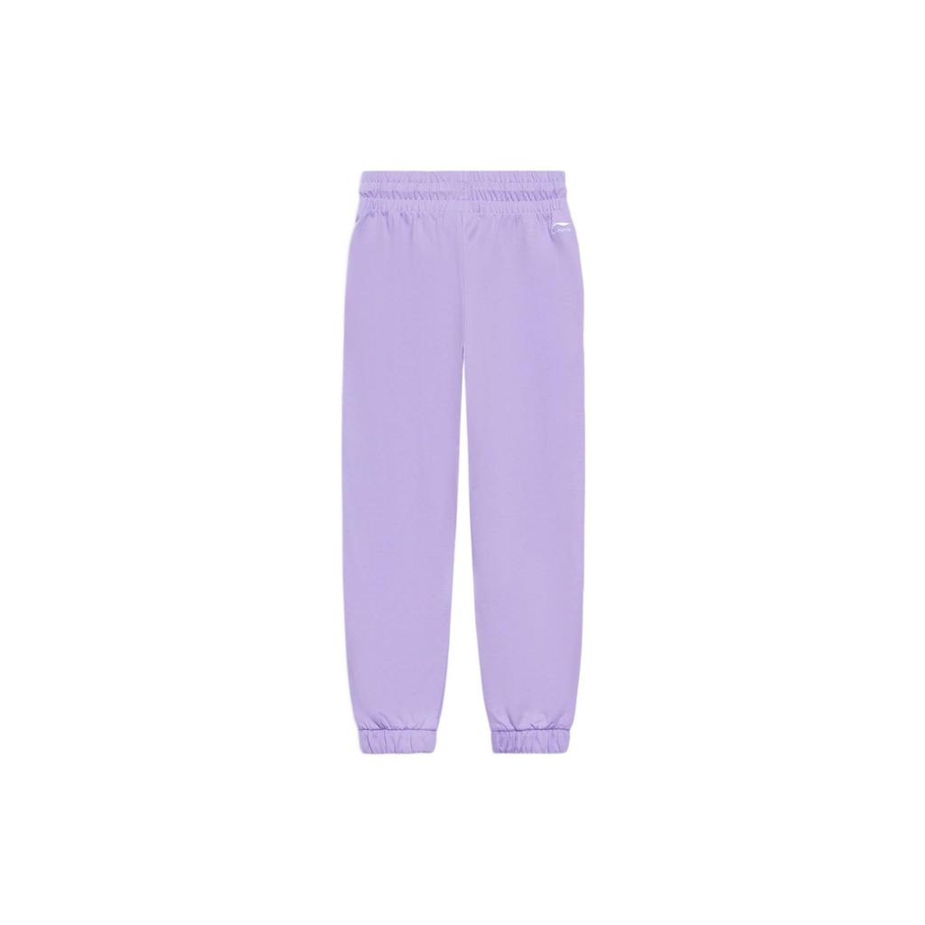 Li Ning Sports Trend Series Solid Color Tapered Knit Joggers Women Joggers Purple AKLS288-6