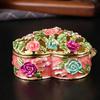 Decorative Zinc Alloy Enamel Flower Jewelry Case French Inspired Handcrafted Storage Box For Rings Necklaces
