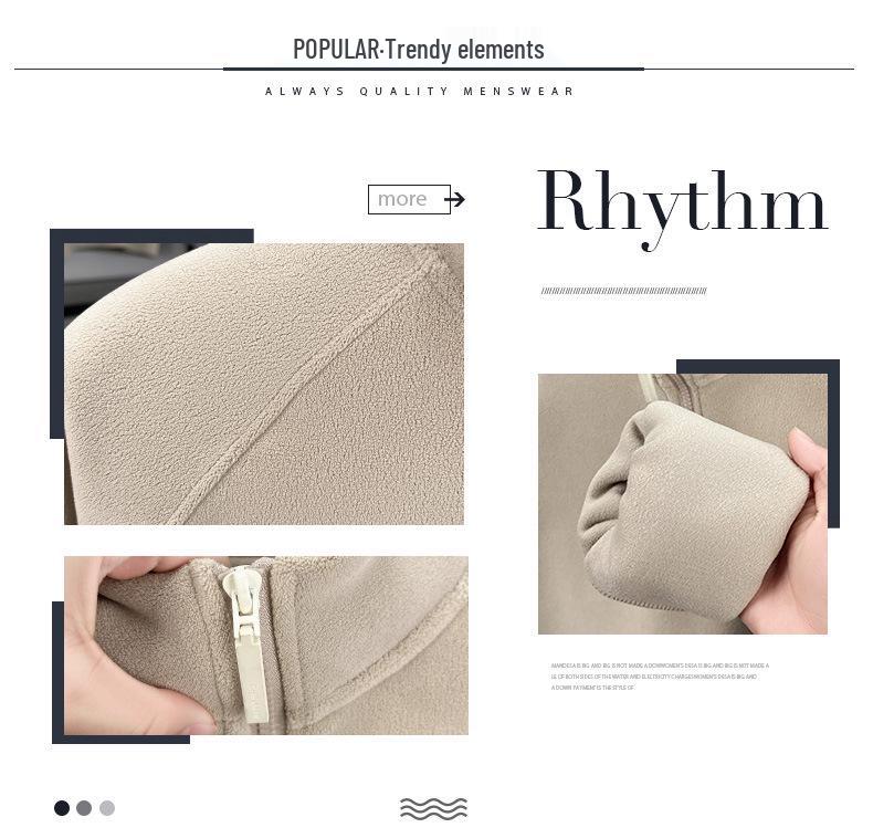 Herrvinterhuvtröja med ståkrage, fleece, halv dragkedja, kraftig