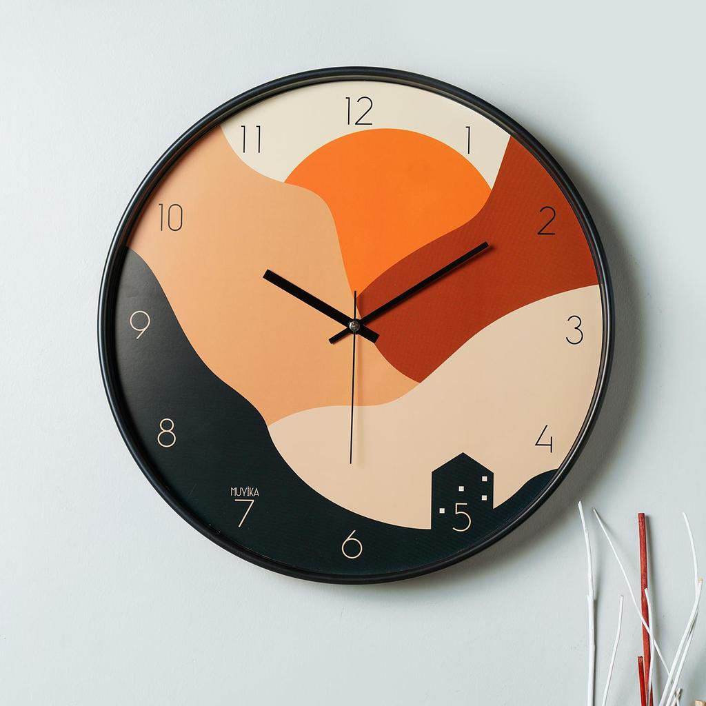 MUYIKA Pino Echtglas-Wanduhr mit geräuschlosem Mechanismus, 42 cm