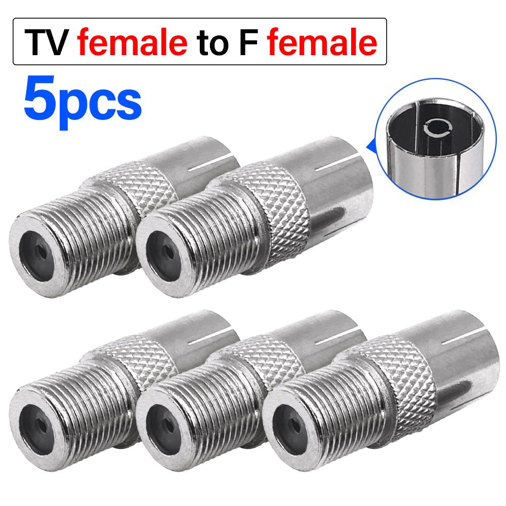 5Pcs F To TV Male/Female Plug Jack Striaght RF Adapter Connector Coaxial Wire Terminal Nickel-plated For TV Antenna Extension