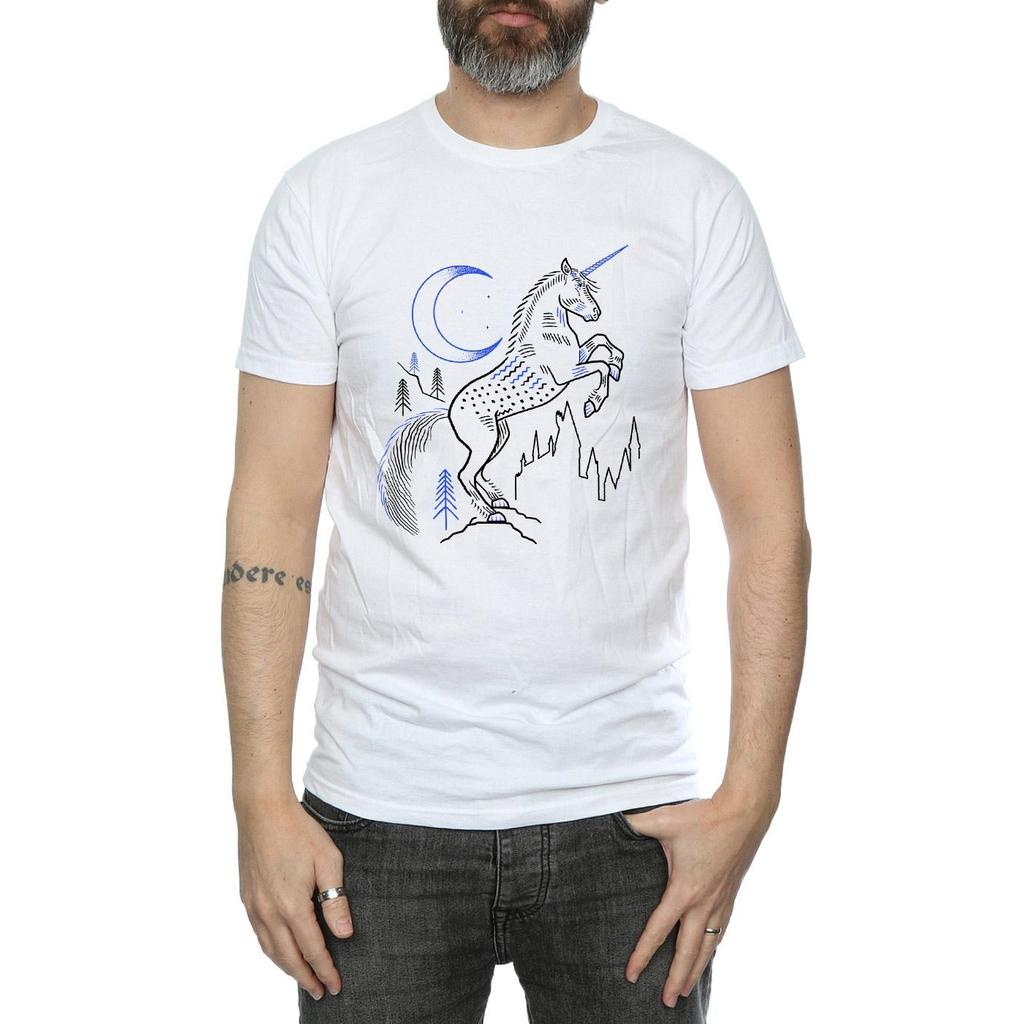 HARRY POTTER Mens Unicorn Line Art T-Shirt