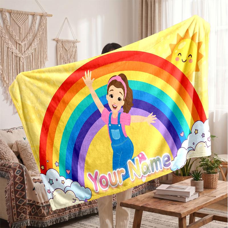 Ms rachel Coperta in Flanella Personalizzata, Testo Nome Stampato Personalizzato, Coperta Calda Morbida per Divano Letto