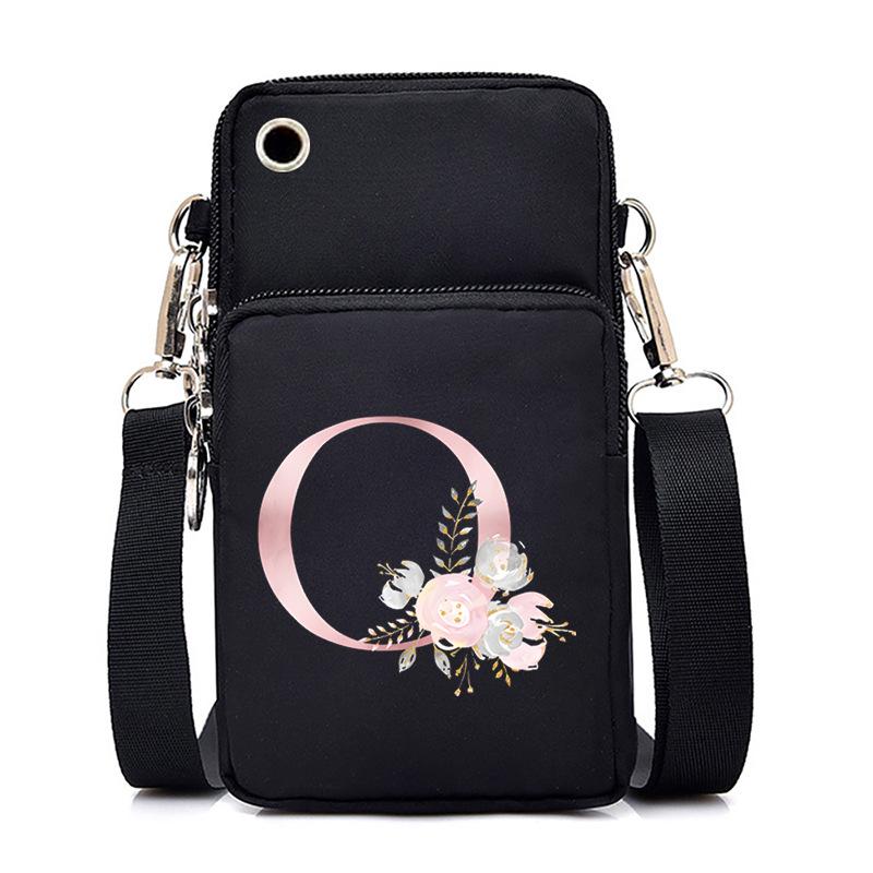Letter Printing Black Oblique Span Bag Casual Portable Multi-Function Mobile Phone Bag