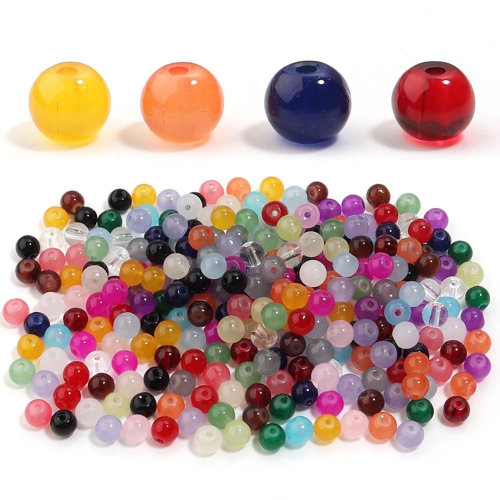 60pcs 8mm Glass Beads Colorful Round Loose Spacer Beads for Jewelry Making DIY Necklace Bracelets Earrings Key Chain Accessories