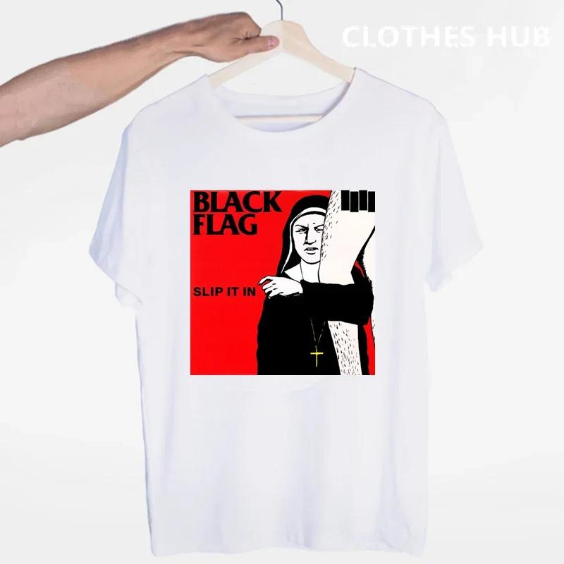 

Black Flag T-shirt Summer O-Neck Short Sleeve Punk Rock Band Henry Rollins large bars Tshirt 2XL
