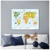 Sea Life Continents Animal World Map Picture Children Poster Nursery Wall Art Canvas Print Painting Baby Kids Bedroom Decoration