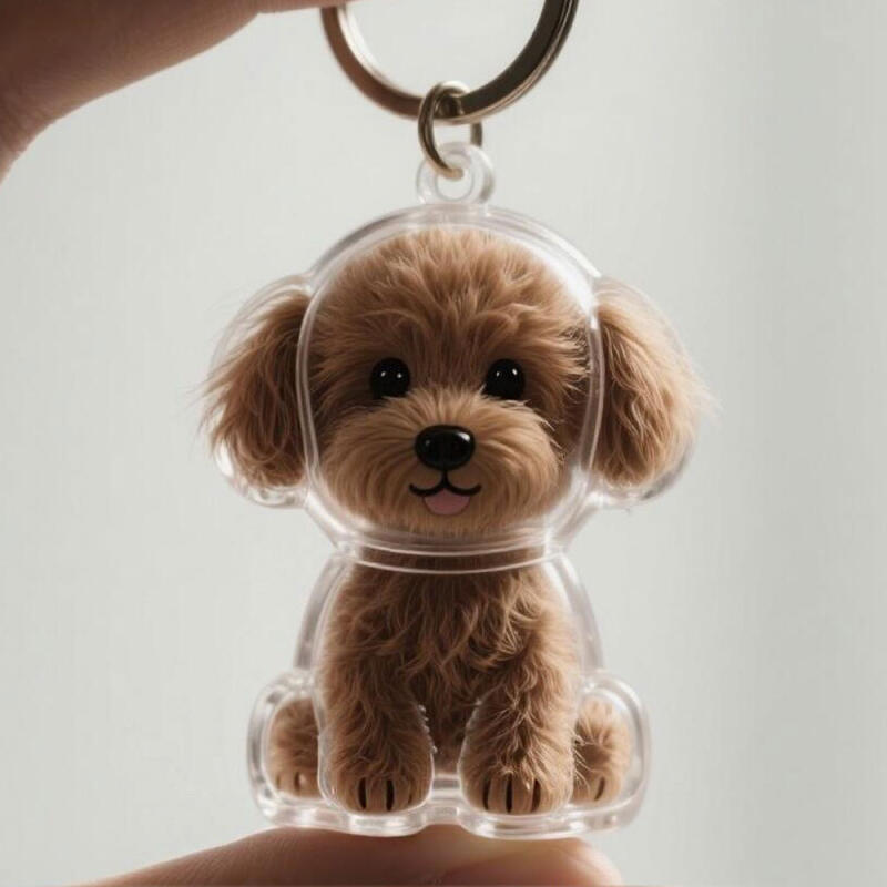 Cute pet puppy transparent fur ball storage keychain fur storage