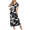 Women's Short Sleeve Maxi Dress V Neck High Waist Elegant Style A-Line Dress 3D Floral Print Digital Printing Summer Casual Slim Fit Long Dress