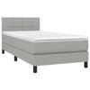 3140025 vidaXL Lit à sommier tapissier avec matelas Gris clair 90x200 cm Tissu