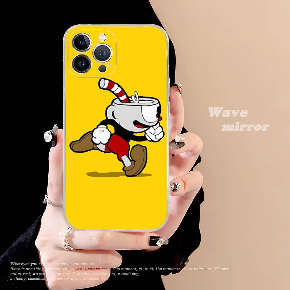 Comedy Animation C-Cuphead Cartoon Transparent Soft Phone Case For IPhone 15 12 14 16 17 13 Plus 11 Pro Max 13 Pro