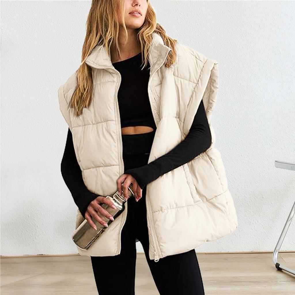 Winter Damen Wattierte Weste Reißverschluss Verdicken Warme Jacke Herbst Winter Lässige Baumwolle Daunenwesten Reißverschluss Puffer Jacken Weste