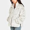 Nike Womens Plush Printed Faux Fur Jacket Light Bone Women Streetwear DQ6842-072