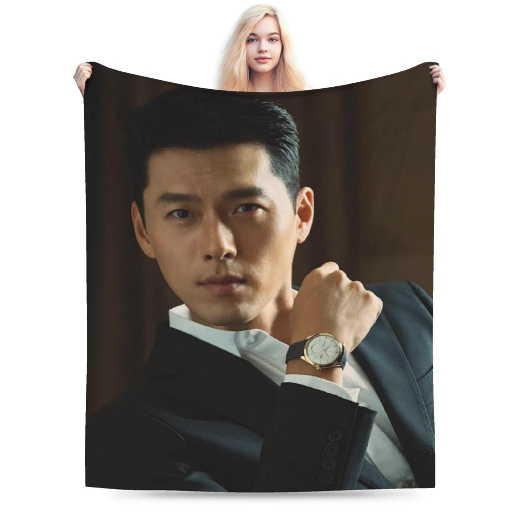 Warm Blanket Airplane Travel Kpop Hyun Bin Bedding Throws Flannel Bedspread For Couch Chair Sofa Bed Funny Sofa Bed Cover