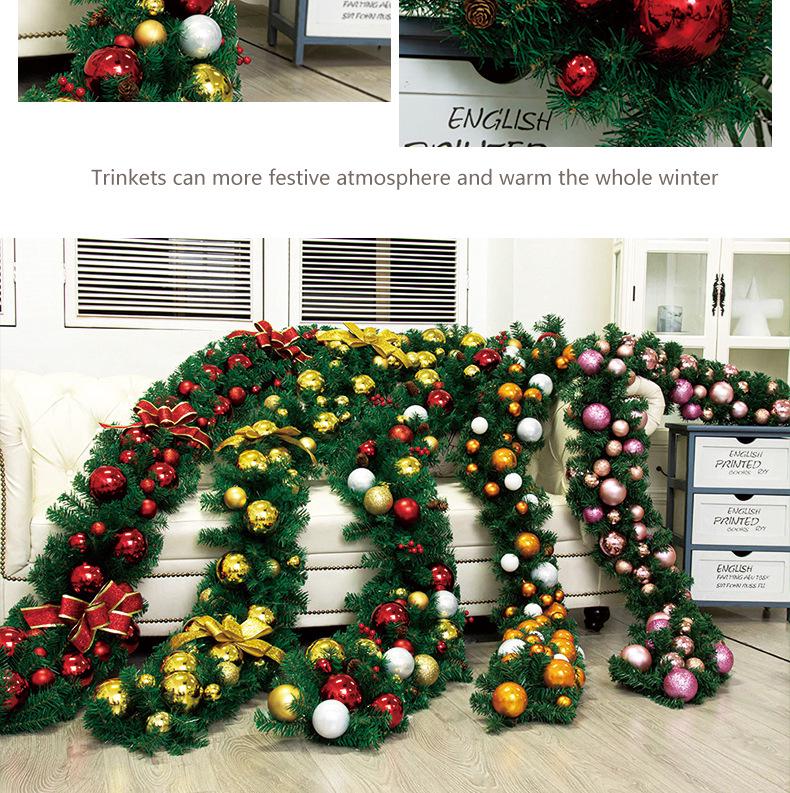 Christmas Rattan Rice Luxury Encrypted Window Display Set with Ball Ornaments and Wreath Decorations