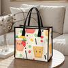 Cute Drink Pattern Tote Bag Casual Large Capacity Shopper Bag Durable Daily Use Handbag