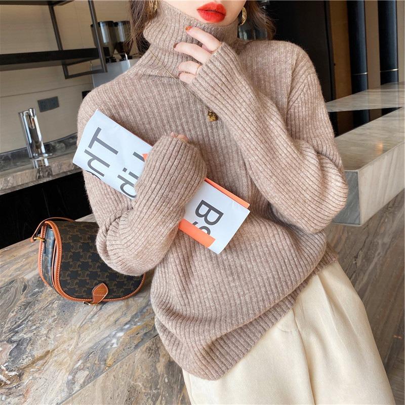 Turtleneck Pit Strip Sweater Women's Top Autumn and Winter Loose Bottoming Shirt New Versatile Pullover Knitted Outer