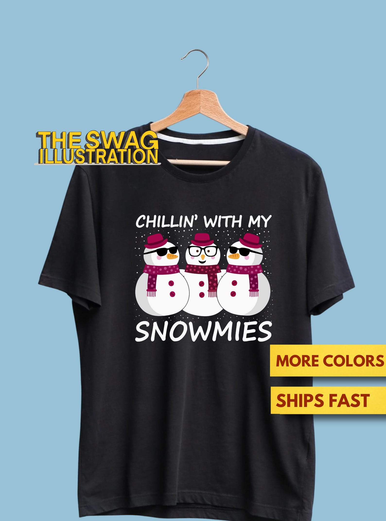 Chillin With My Snowmies Christmas Shirt, Snowmen Chilling Christmas Homies GifT shirt, Funny Xmas Friendship Shirt, Ultra Soft Premium Tee M