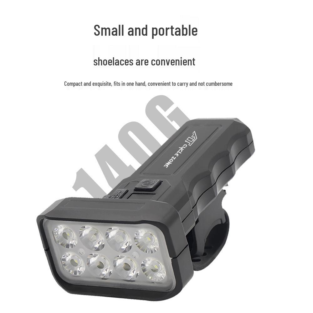 Super Bright Double 8-LED Bicycle Front Light with Type-C Charging & Power Display for Mountain Bikes