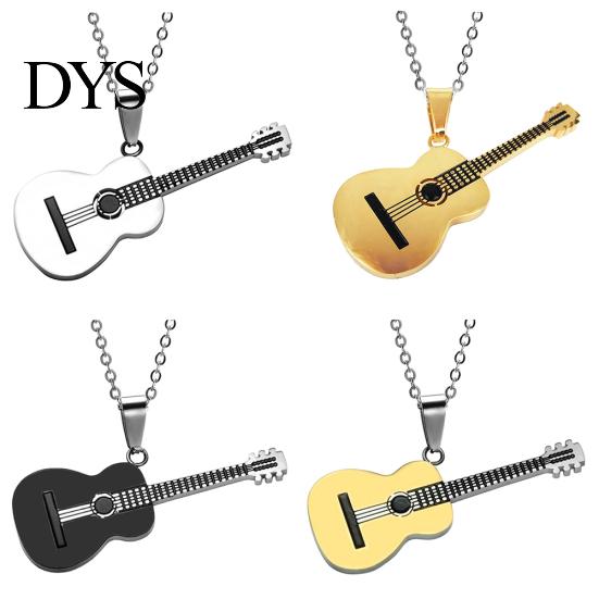 Men Women Rock Guitar Pendant Stainless Steel Necklace Jewelry Musician Gift
