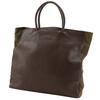 Prada Logo Embossing Handbag Tote Bag Brown Calfskin/Nylon Unisex Used