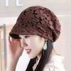 White Hair Hat Thin Flower Lace Hollow Stacking Hat Headgear Hat Ladies Bald Hat Cover