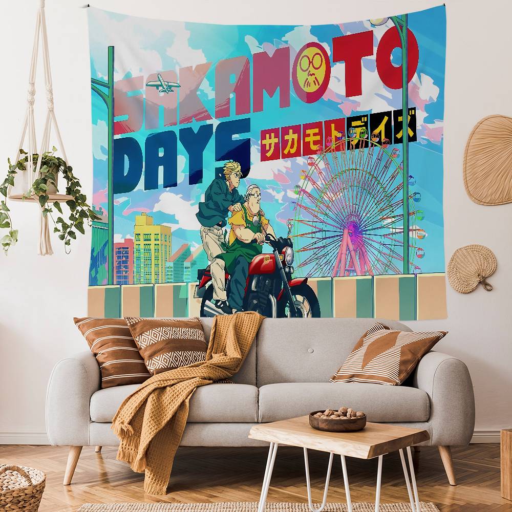 Popular Action Anime Sakamoto Days Tapestry Art Printing Art Science Fiction Room Home Decor Wall Art Decor
