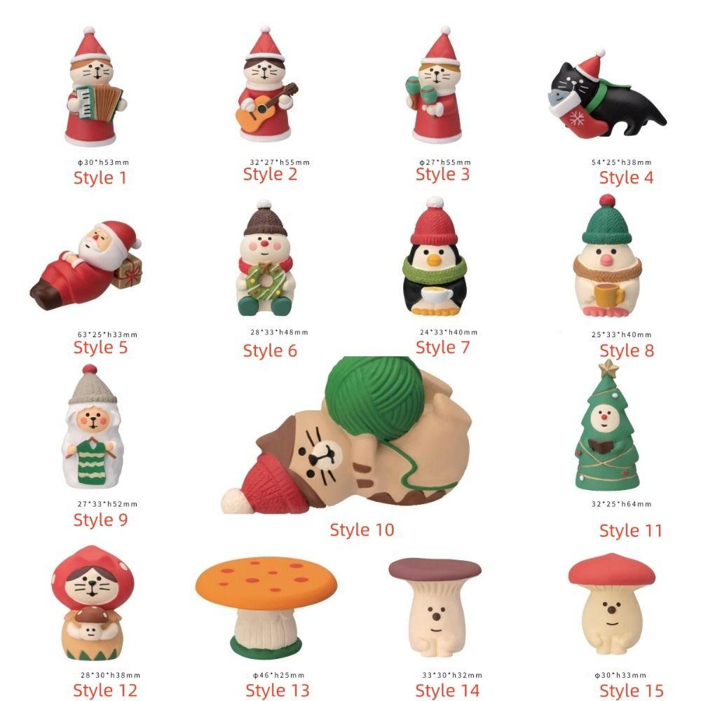 Mushroom Christmas Ornaments Miniature Resin Santa Claus Decoration  Cake Decoration