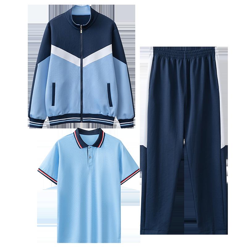 Primary School Spring/Autumn Sportswear: 3-Piece POLO Set with Summer Short Sleeve Garden/Class Uniforms