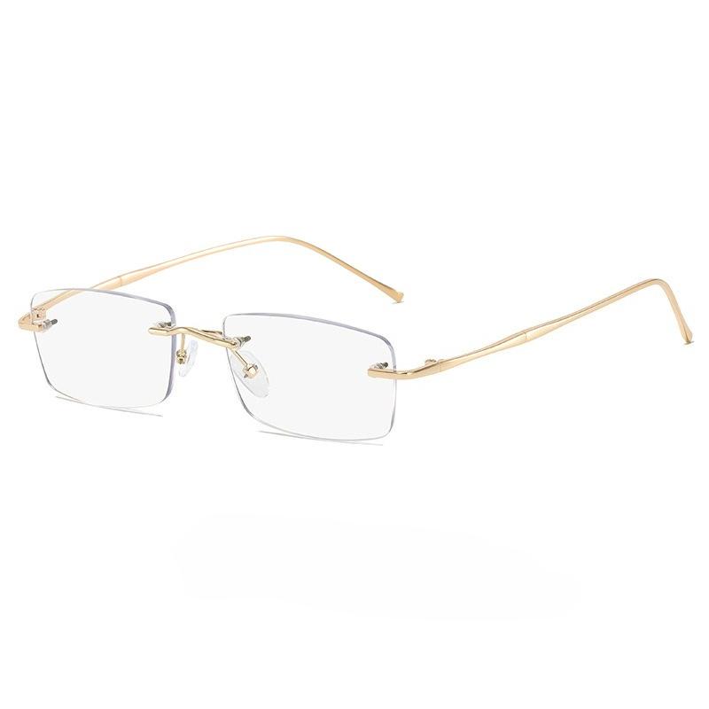 Luxury Designer Metal Frameless Reading Glasses Women Fashion Ultra-Lightweight Versatile Blue Light Blocking Presbyopia Glasses