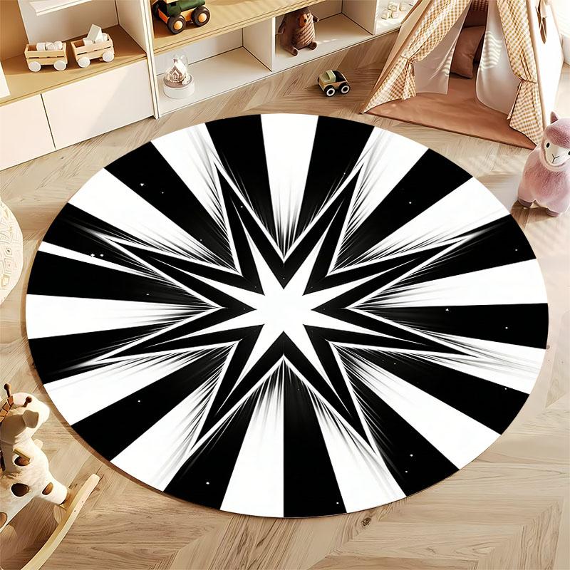 Free shipping Striking Black and White Starburst Circle Rug for Modern Living Spaces round carpet for home sofa bedroom,gift