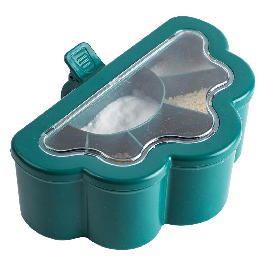 6 Grids Seasoning Box with Clear Lid Multifunctional Space Saving Handheld Seasoning Box with 6 Scoo