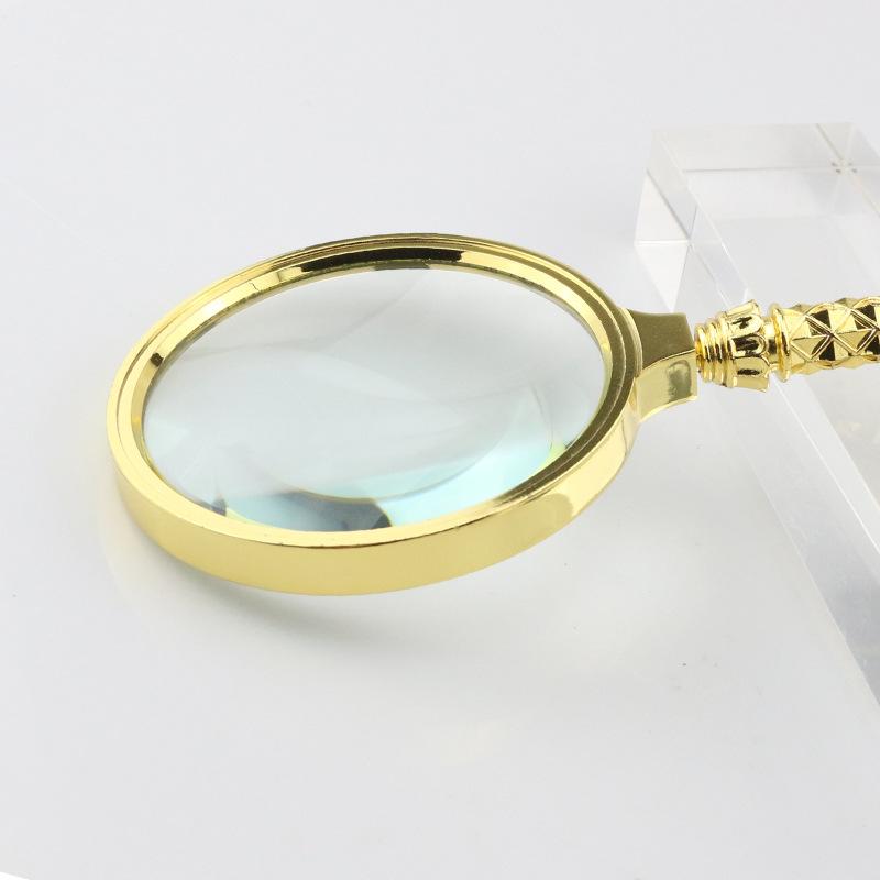 Fullguld Förstoringsglas med Hög Förstoring, Handtag, Läslupp, Kan Fästas och Lösas med Nyckelringsfunktion