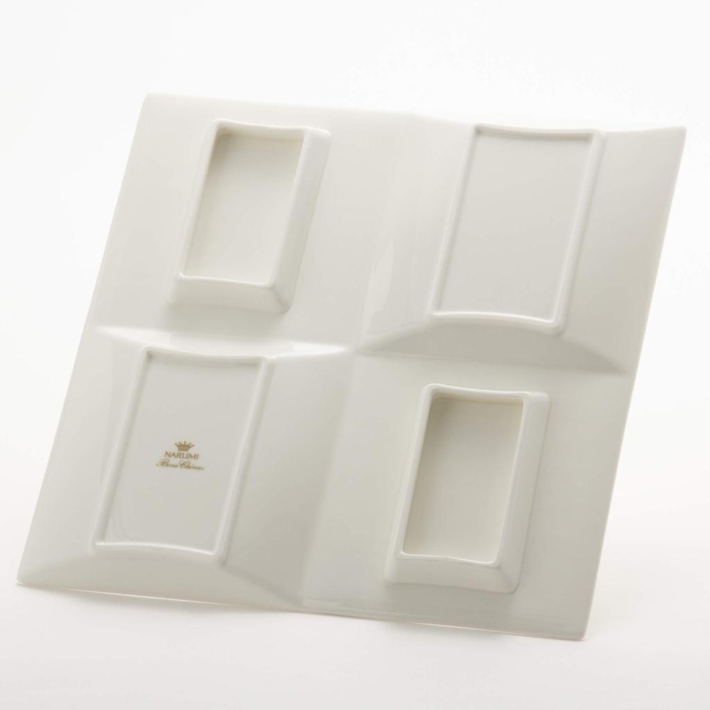 NARUMI Steinguss 27cm Mehrkammer-Teller, Weiß, Quadratisch, Teller, 51095-5524