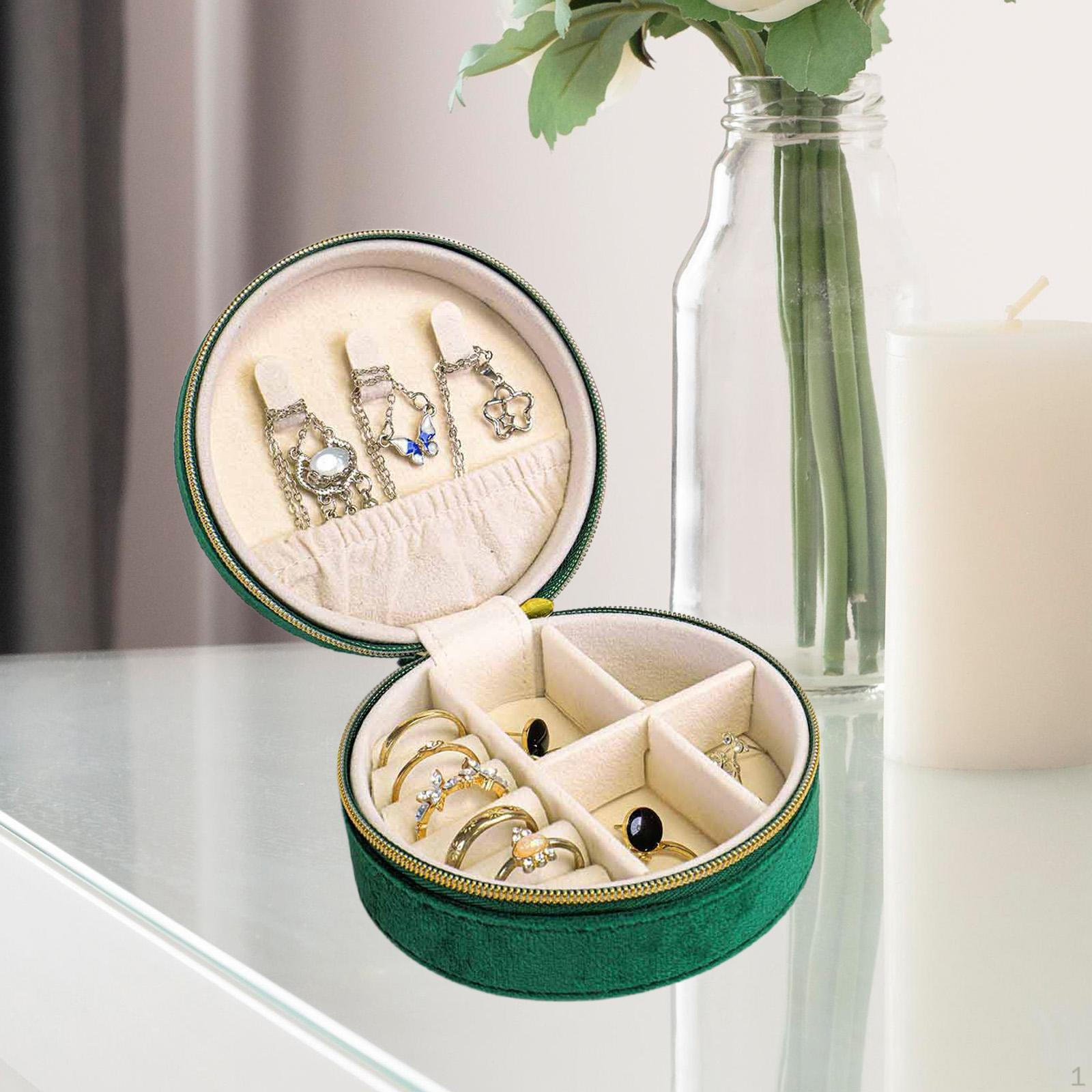 

Travel Jewelry Box for Women Elegant Pendant Charms Multifunction Compact Brooches Necklaces Velvet зелёный