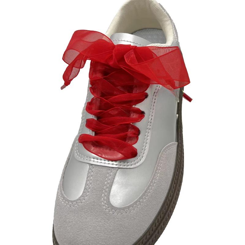 

1 пара женских мягких повседневных плоских шнурков для кроссовок шириной 2,5 см, аксессуары для обуви, шнурки из шелковой атласной ленты 120cm