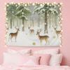 Winter Christmas Deer Tapestry,Rustic Christmas Wall Tapestry For Bedroom, Winter Snowy Forest Xmas Deer Tapestries Wall Hanging