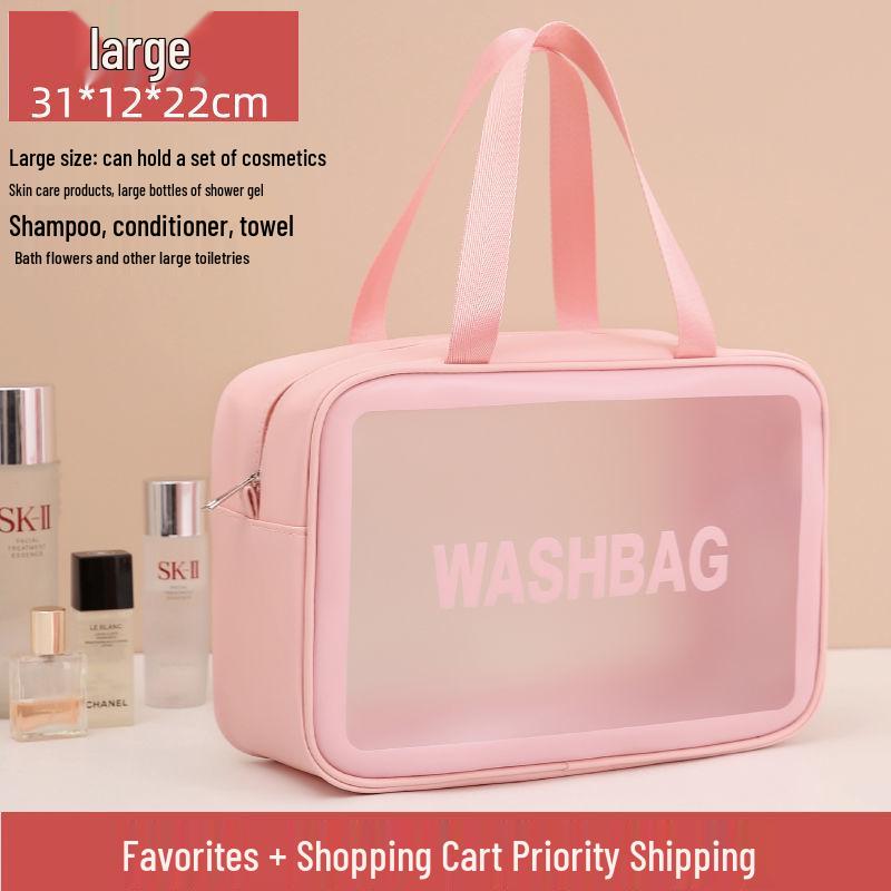 Waterproof Portable Makeup Organizer - Large Capacity PU Clear Toiletry Travel Bag