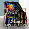 Colorful Flower Style Customize Text Blanket Throw Personalized Blanket Comfortable Throw For Bedding Picnics Bed Nap Four Seasons Universal