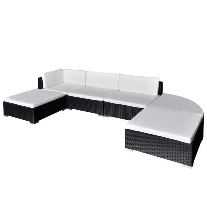VidaXL Salon de jardin 6 pcs avec coussins Résine tressée Noir