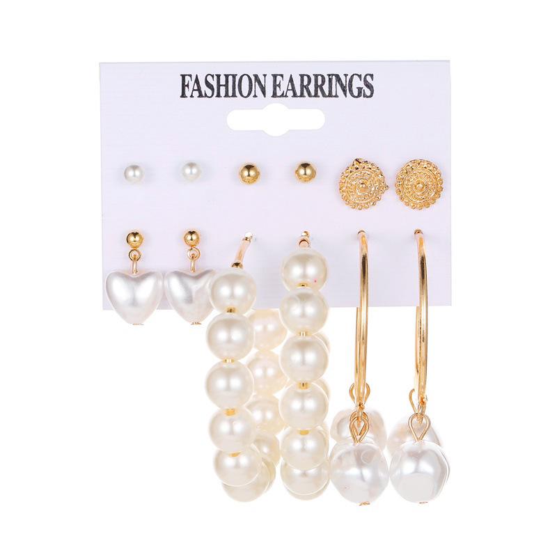 Fashionable Retro Geometric Hoop Earring Set for Women