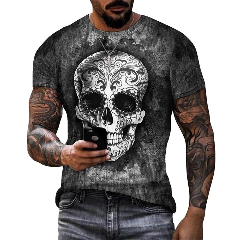Mexican Skull Day of The Dead Graphic T Shirt for Men Womens Graffiti Clothing Horror Goth T-shirts Fashion Streetwear Tops Tees